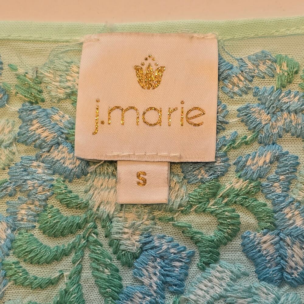 J Marie Top Womens Size Small Green Floral Embroidered Sleeveless Lined Bohemian - Picture 3 of 10